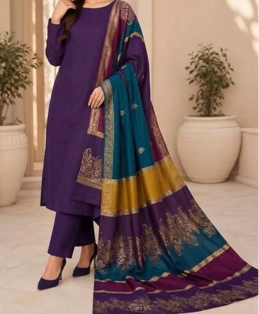 Dhanak Wool 3PC with Barosha 3D Shawl