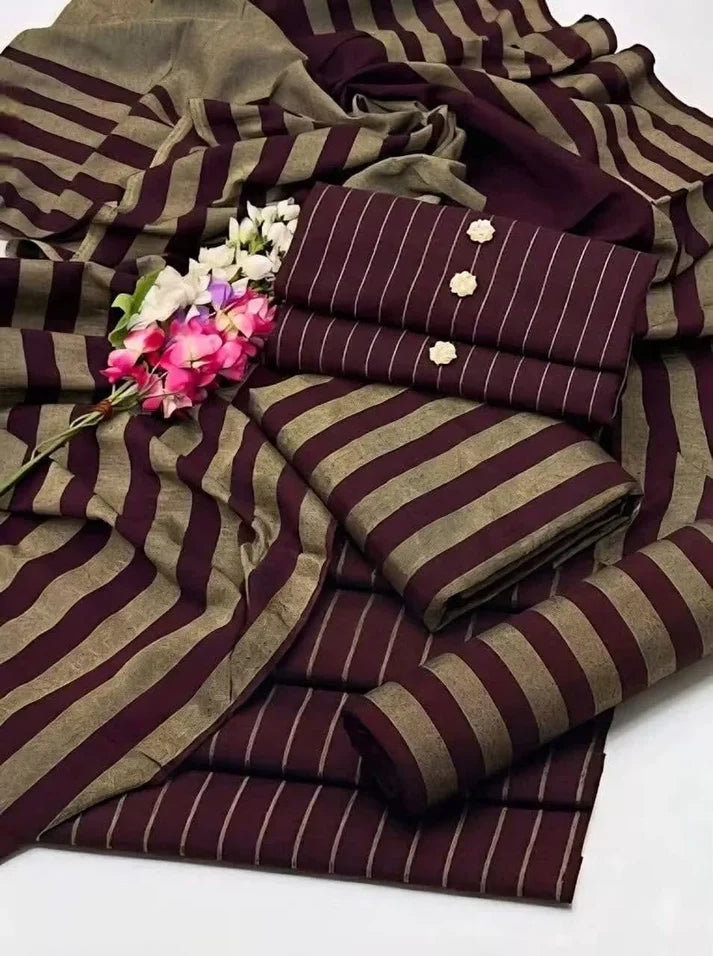 3pc Multani Susi Khaadi-Mehroon