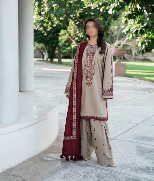 Baroque Dhanak 3 PC Heavy Embroidery