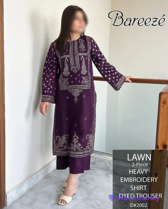 Breeze-Lawn 2 PC Embroidery-Plum